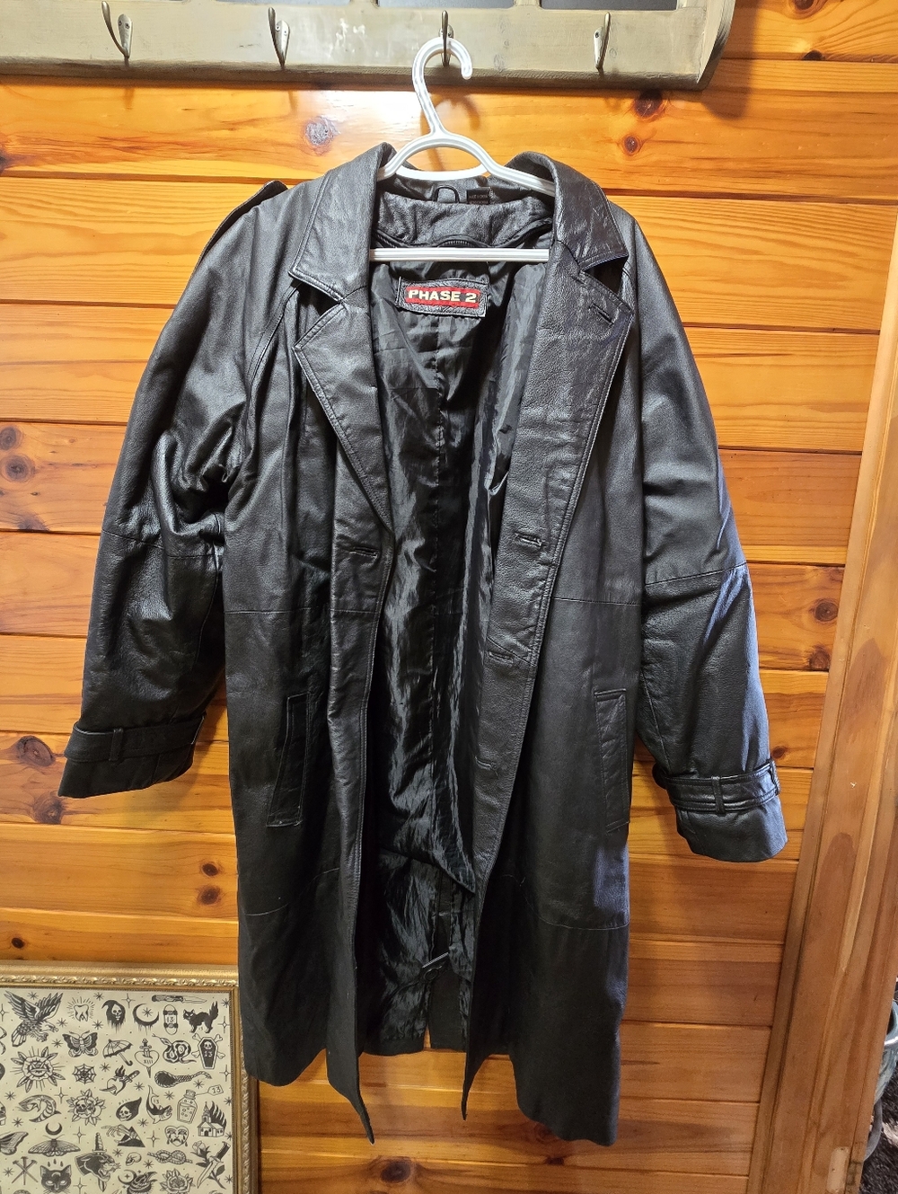 Phase 2 Vintage Genuine Leather Long Coat Jacket